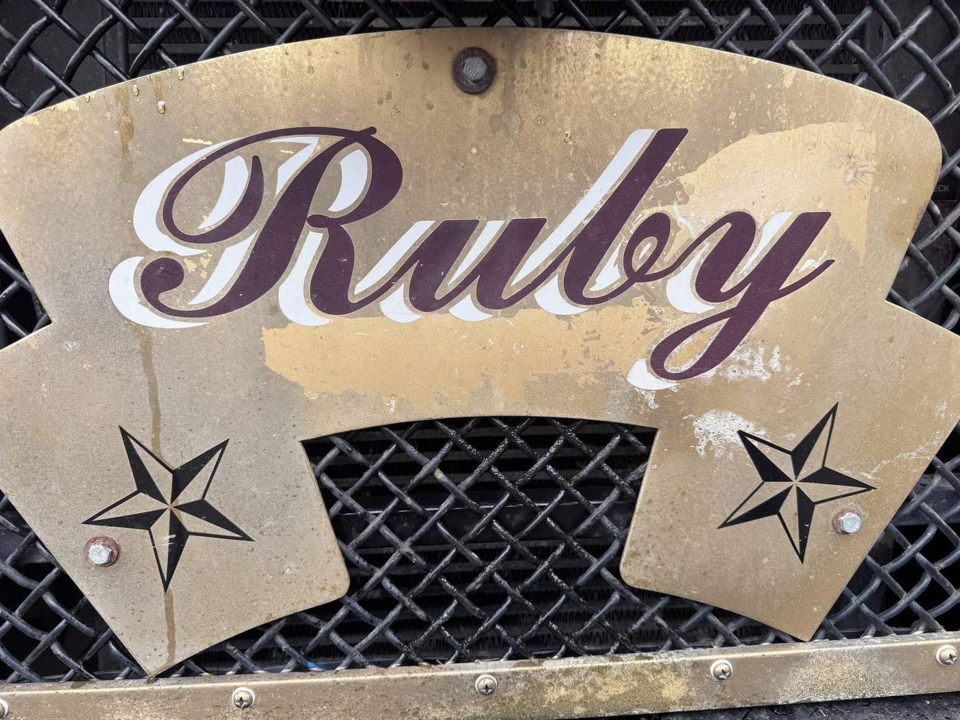 Ruby nameplate on a Montana trolley